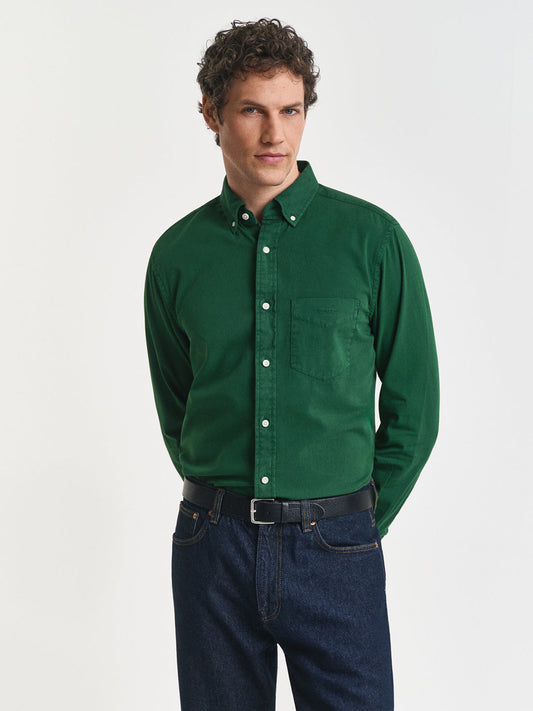 Gant Men Green Solid Collar Shirt