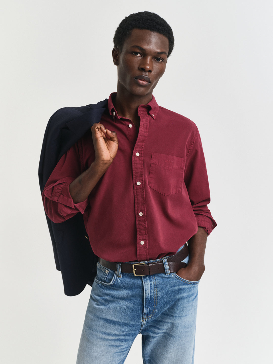 Gant Men Red Solid Collar Shirt