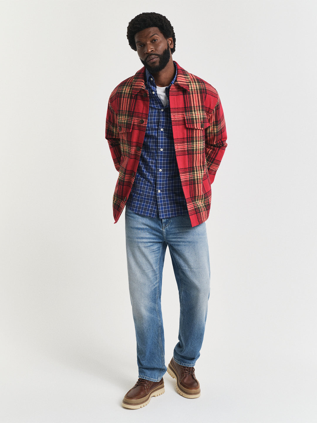 Gant Men Blue Checks Collar Shirt