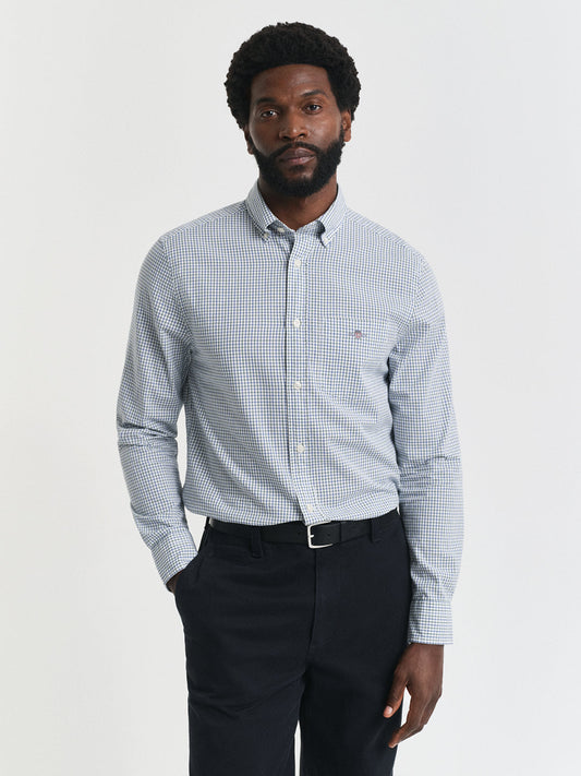 Gant Men Green Checks Collar Shirt