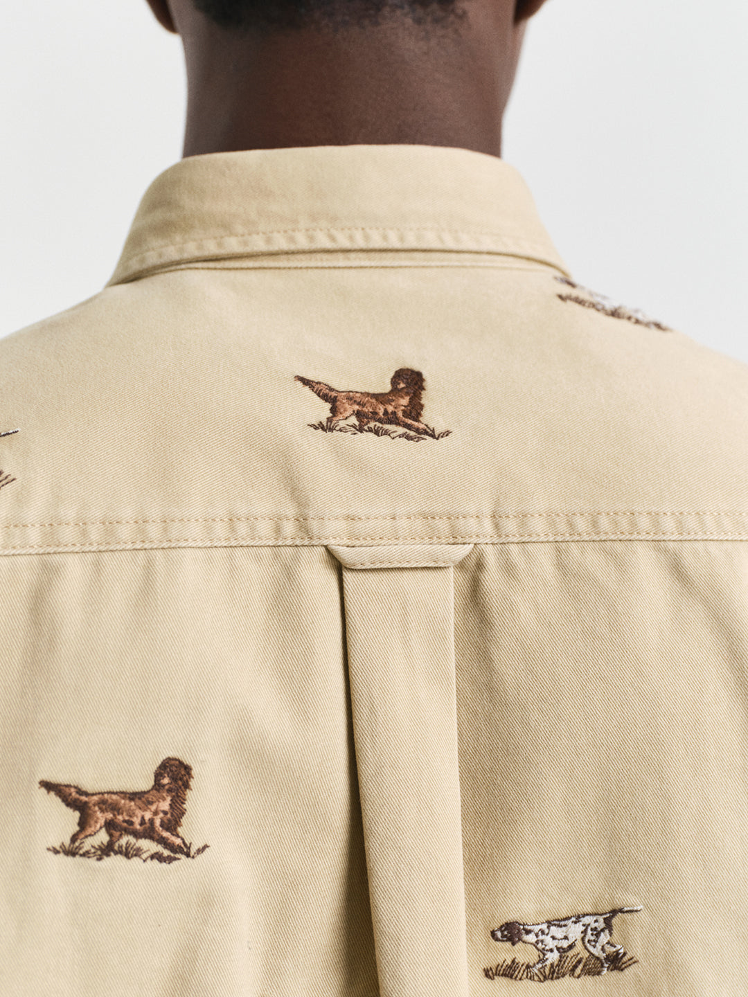 Gant Men Beige Embroidered Collar Shirt