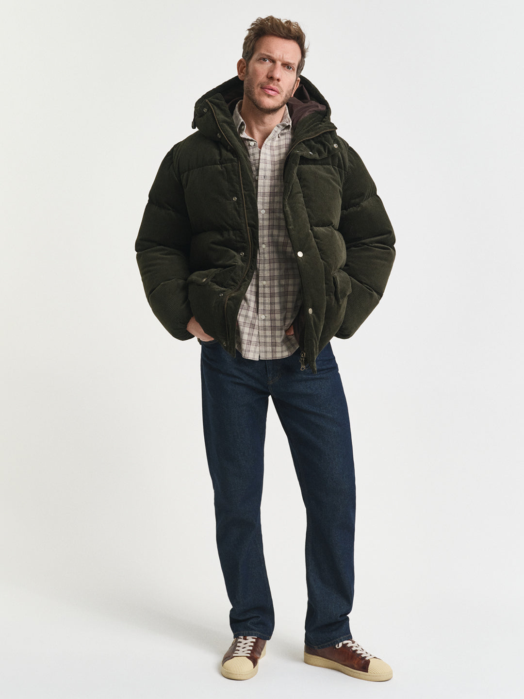 Gant Men Beige Checks Collar Shirt