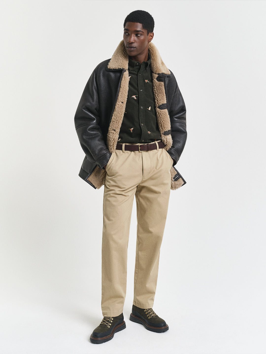 Gant Men Green Embroidered Collar Shirt