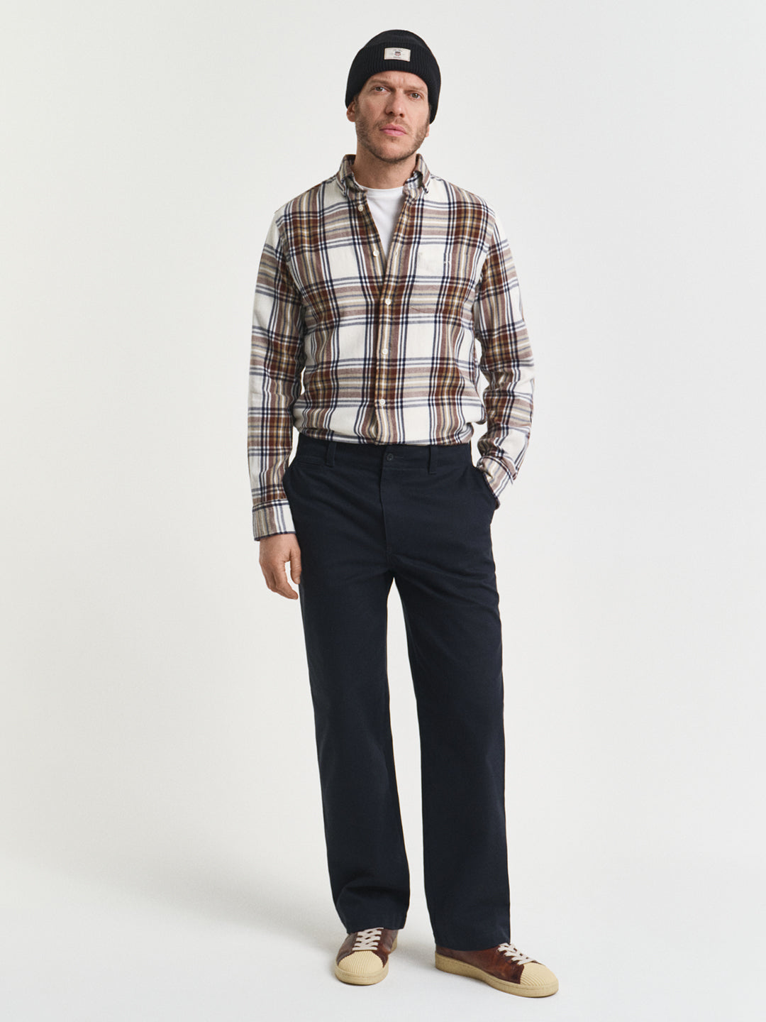 Gant Men Cream Checks Collar Shirt