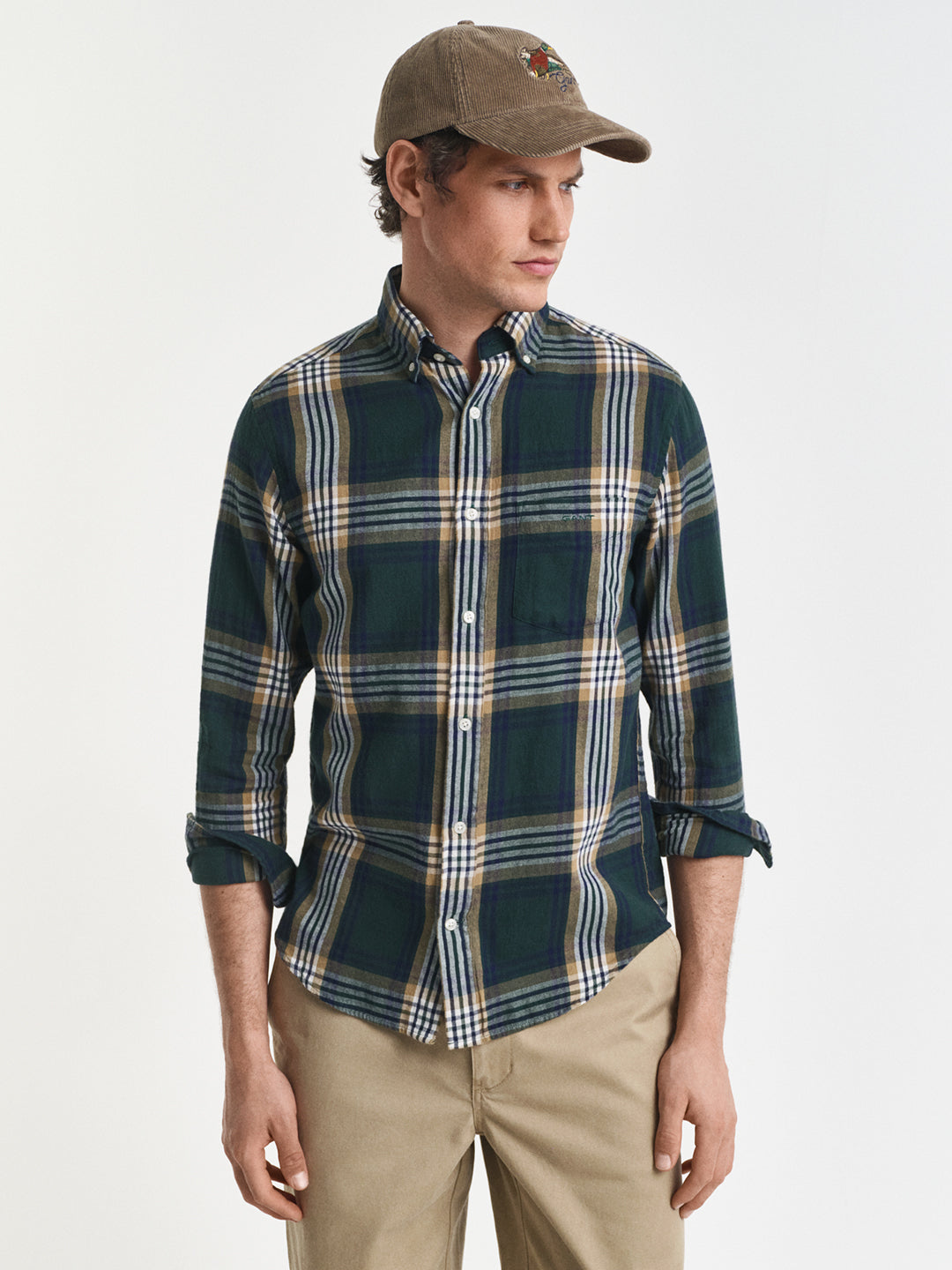 Gant Men Green Checks Collar Shirt