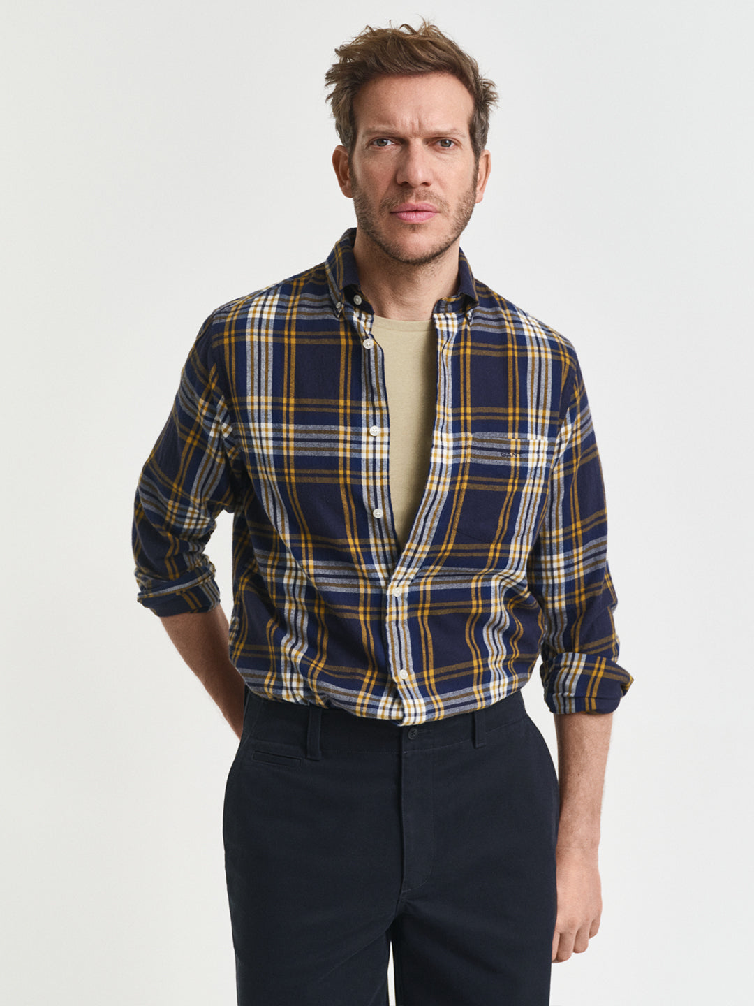Gant Men Blue Checks Collar Shirt