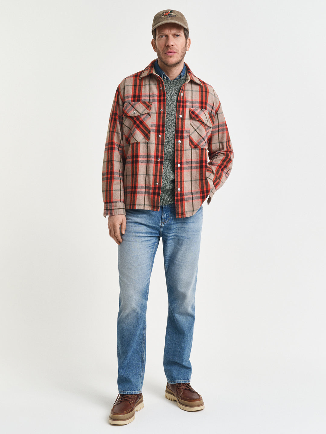 Gant Men Orange Checks Collar Shirt