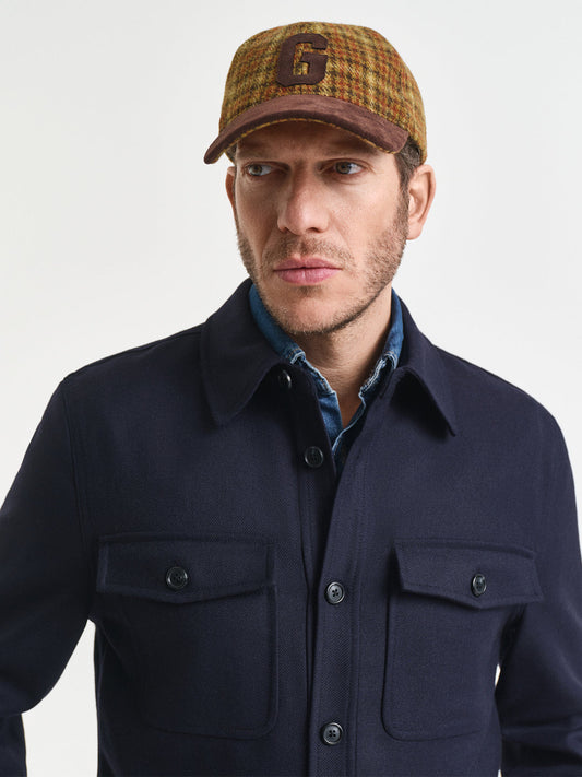 Gant Men Regular Navy Blue Solid Wool Blend Oversize Shirt