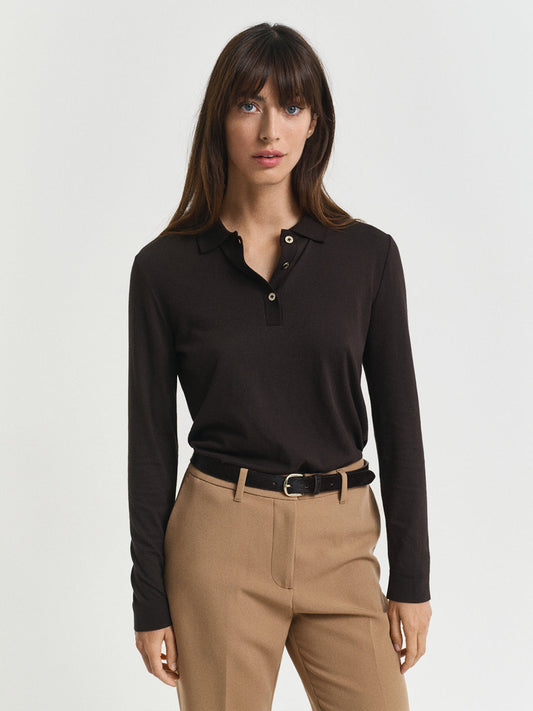 Gant Women Brown Solid Polo Tshirt