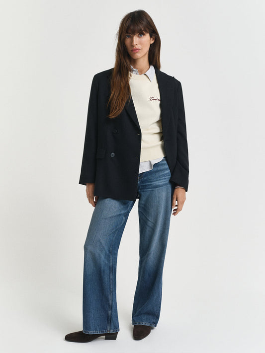 Gant Women Red Colour blocked Crew Neck Sweater