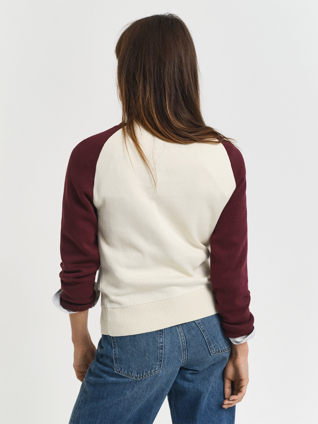 Gant Women Red Colour blocked Crew Neck Sweater