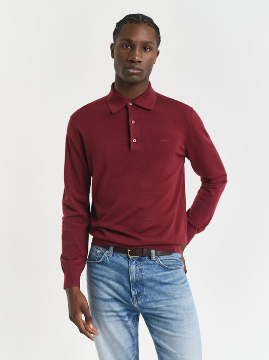 Gant Men Red Solid Collar Sweater