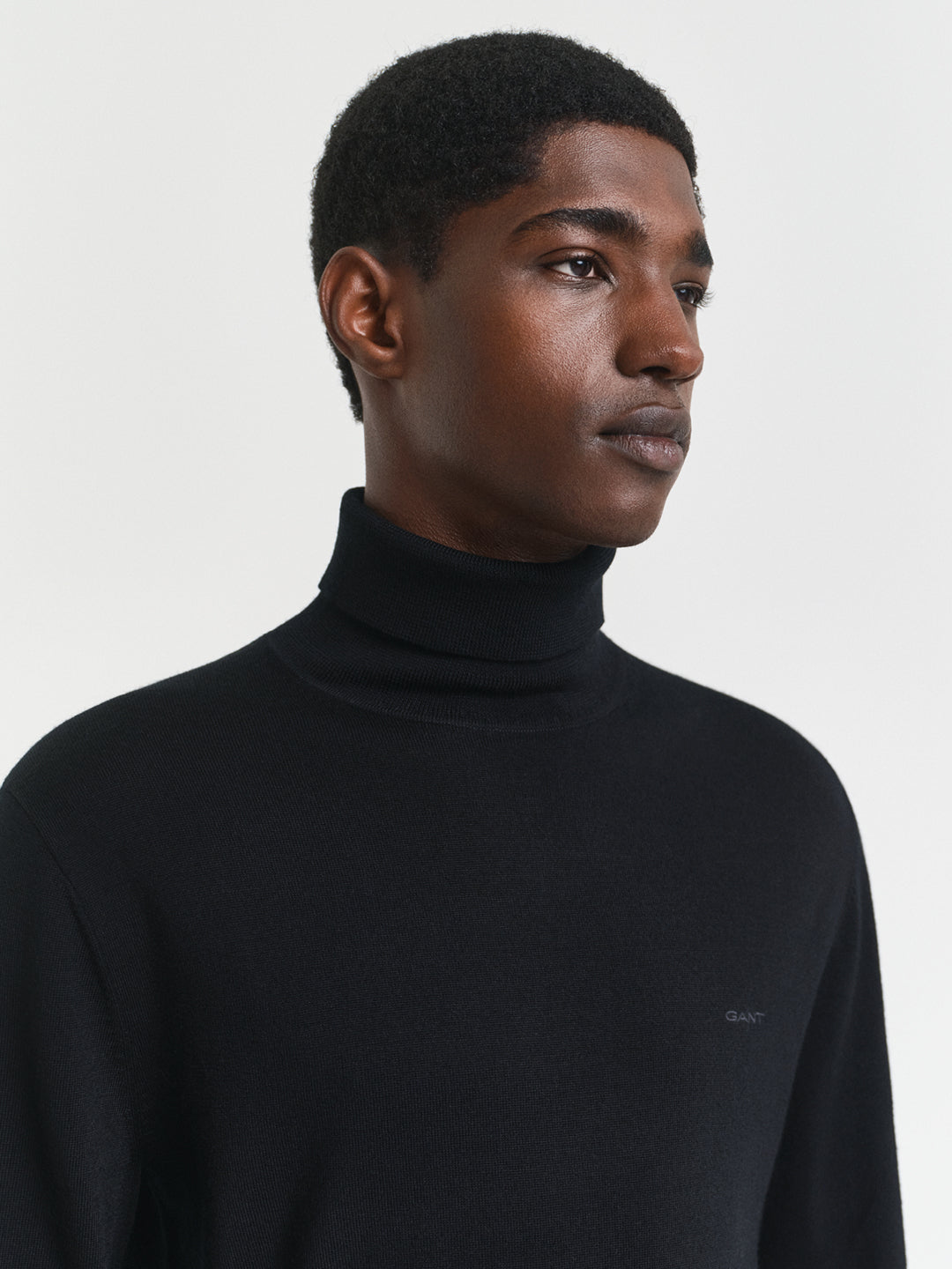 Gant Men Black Solid High Neck Sweater