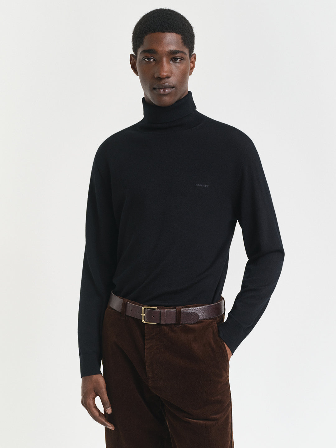 Gant Men Black Solid High Neck Sweater
