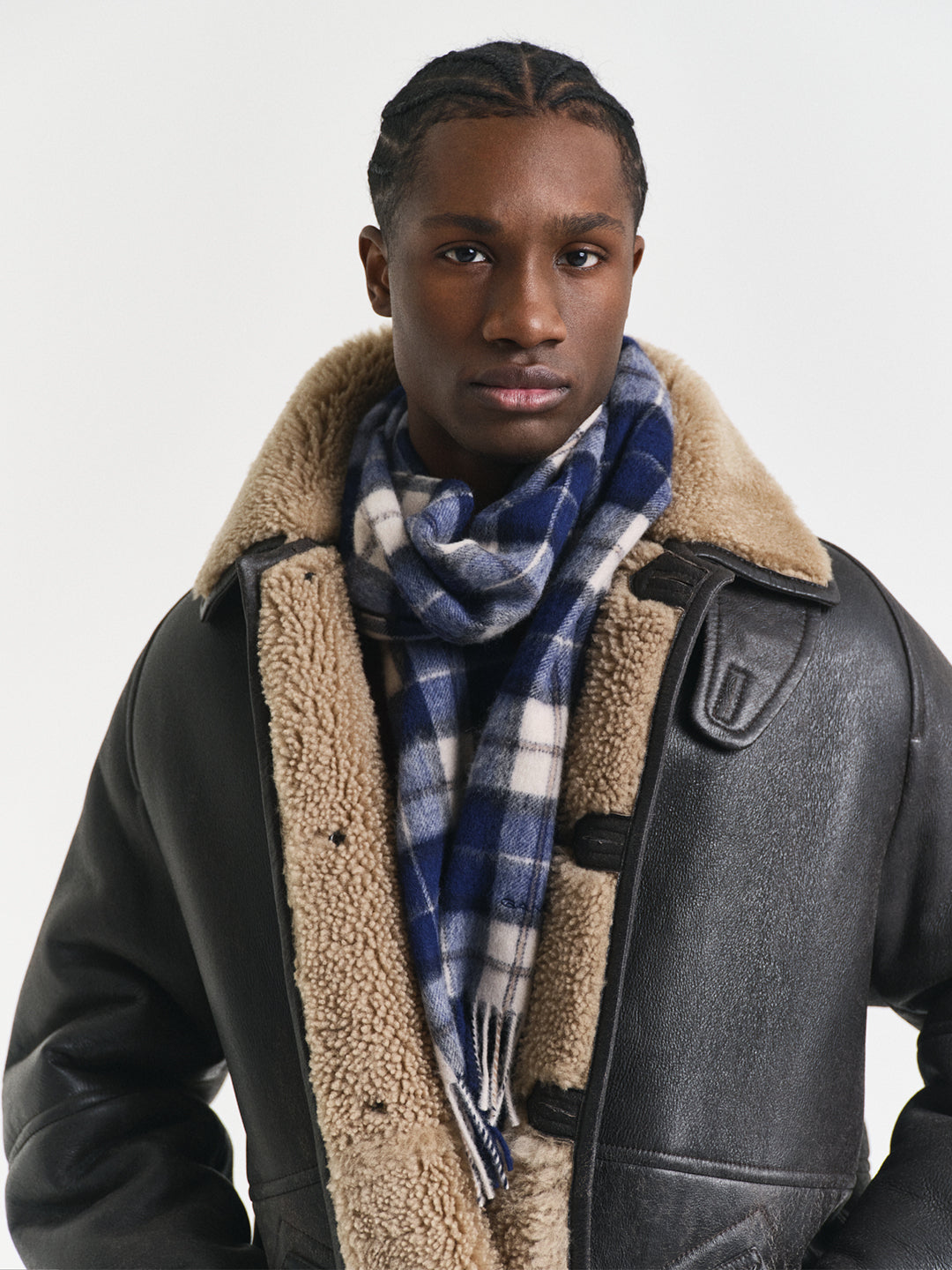 Gant Men Blue Checks Scarf
