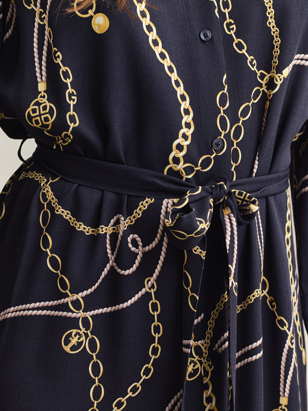 GANT Women Navy Blue Printed Midi Shirt Dress