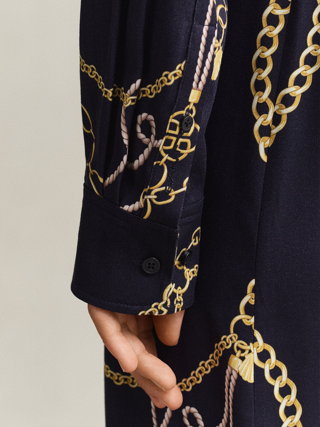 GANT Women Navy Blue Printed Midi Shirt Dress