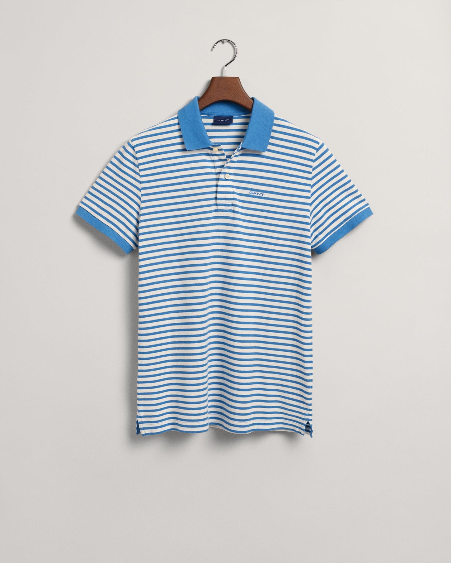 Gant Blue Striped Regular Fit Pique Polo T-Shirt