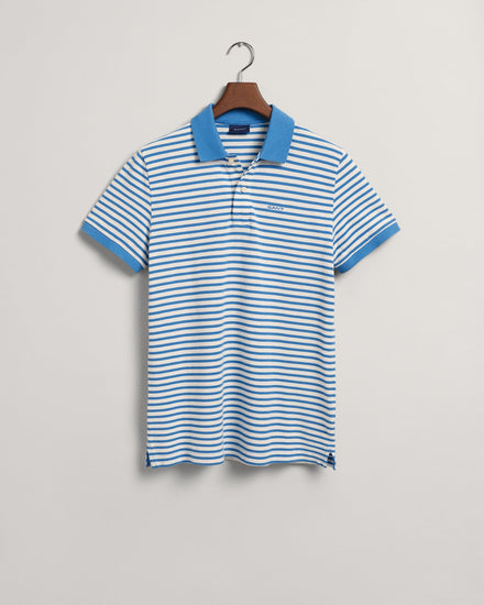 Gant Blue Striped Regular Fit Pique Polo T-Shirt