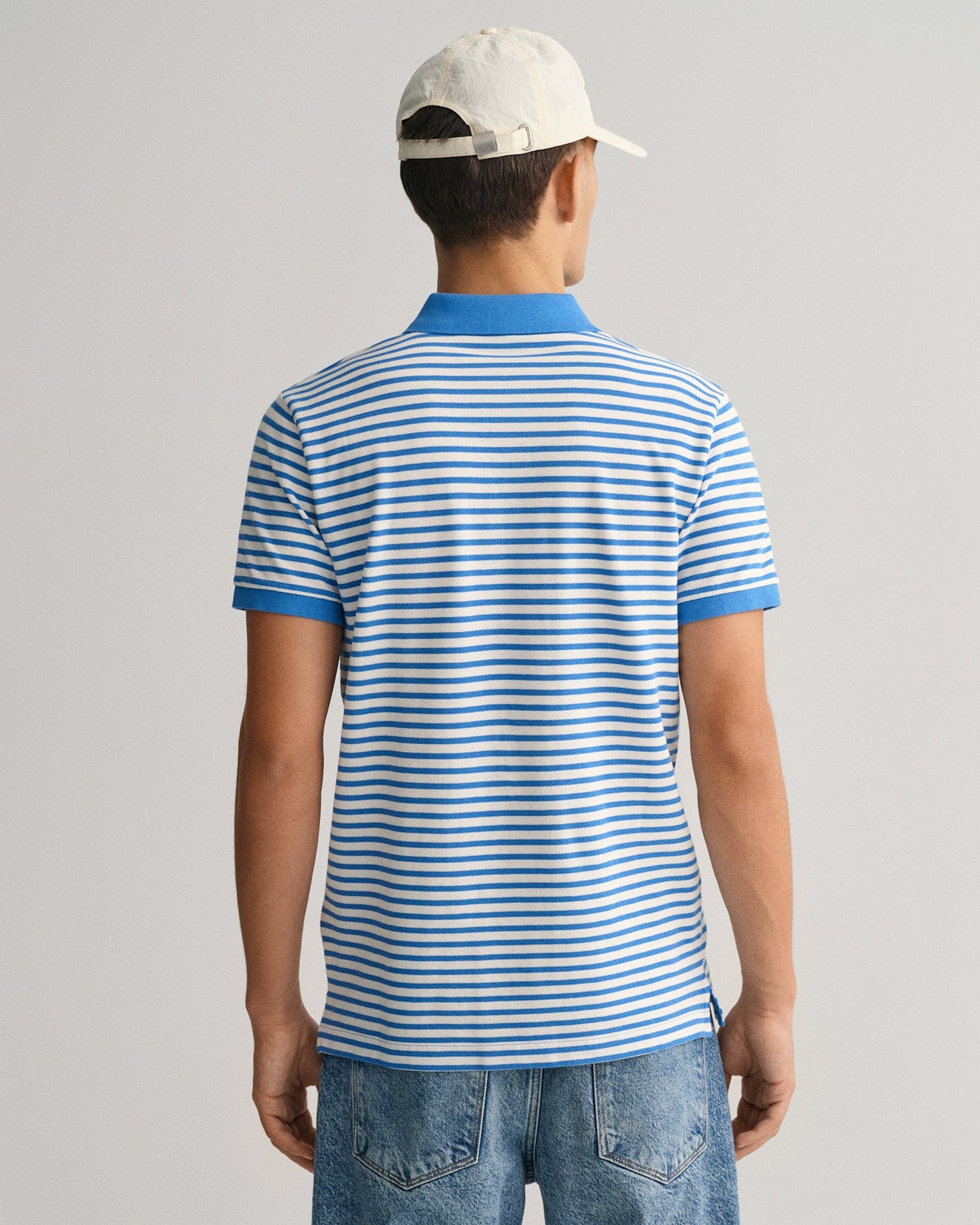 Gant Blue Striped Regular Fit Pique Polo T-Shirt