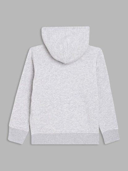 Gant Boys Grey Solid Hooded Sweatshirt