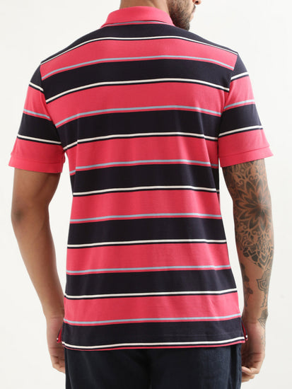 Gant Pink Striped Regular Fit Polo T-Shirt