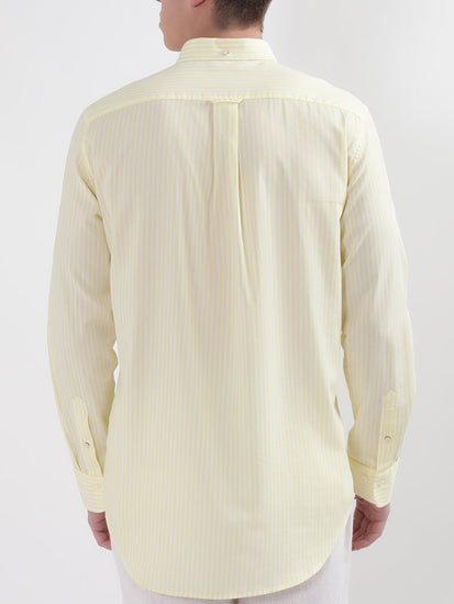 Gant Yellow Broadcloth Striped Regular Fit Shirt