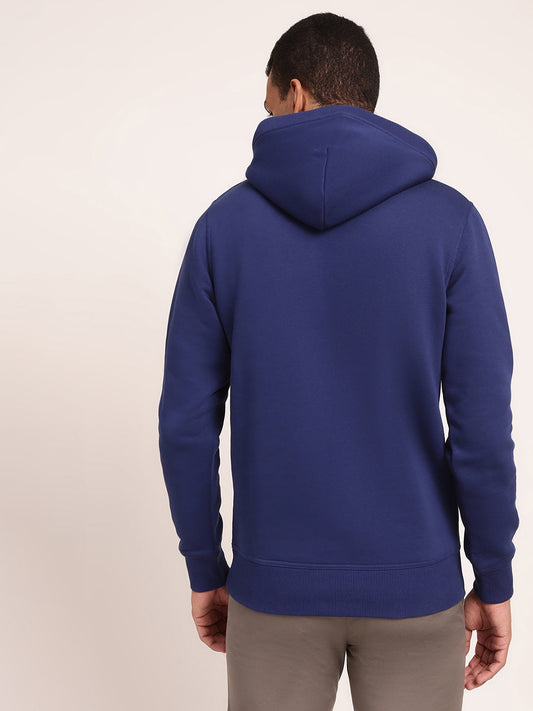 Gant Men Blue Solid Hooded Sweatshirt