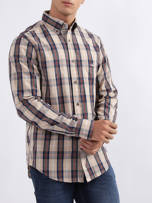 Gant Dark Khaki Checked Regular Fit Shirt