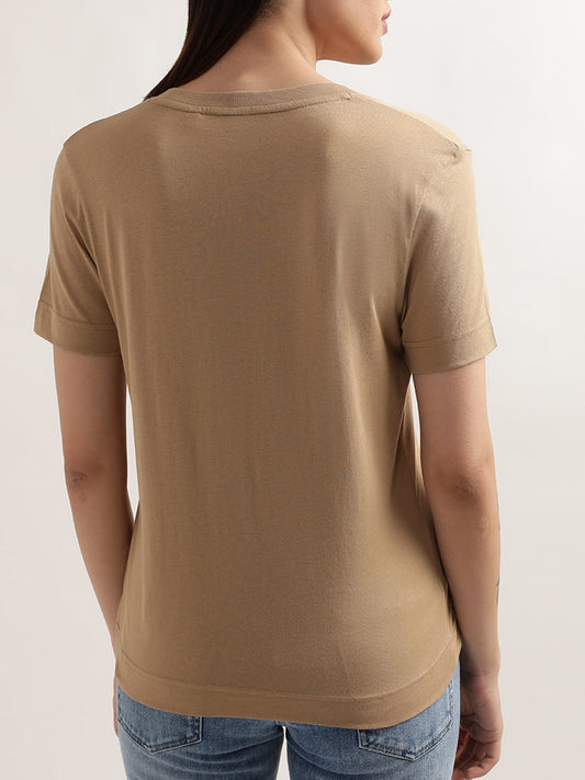 Gant Dark Khaki Preppy Logo Relaxed Fit T-Shirt