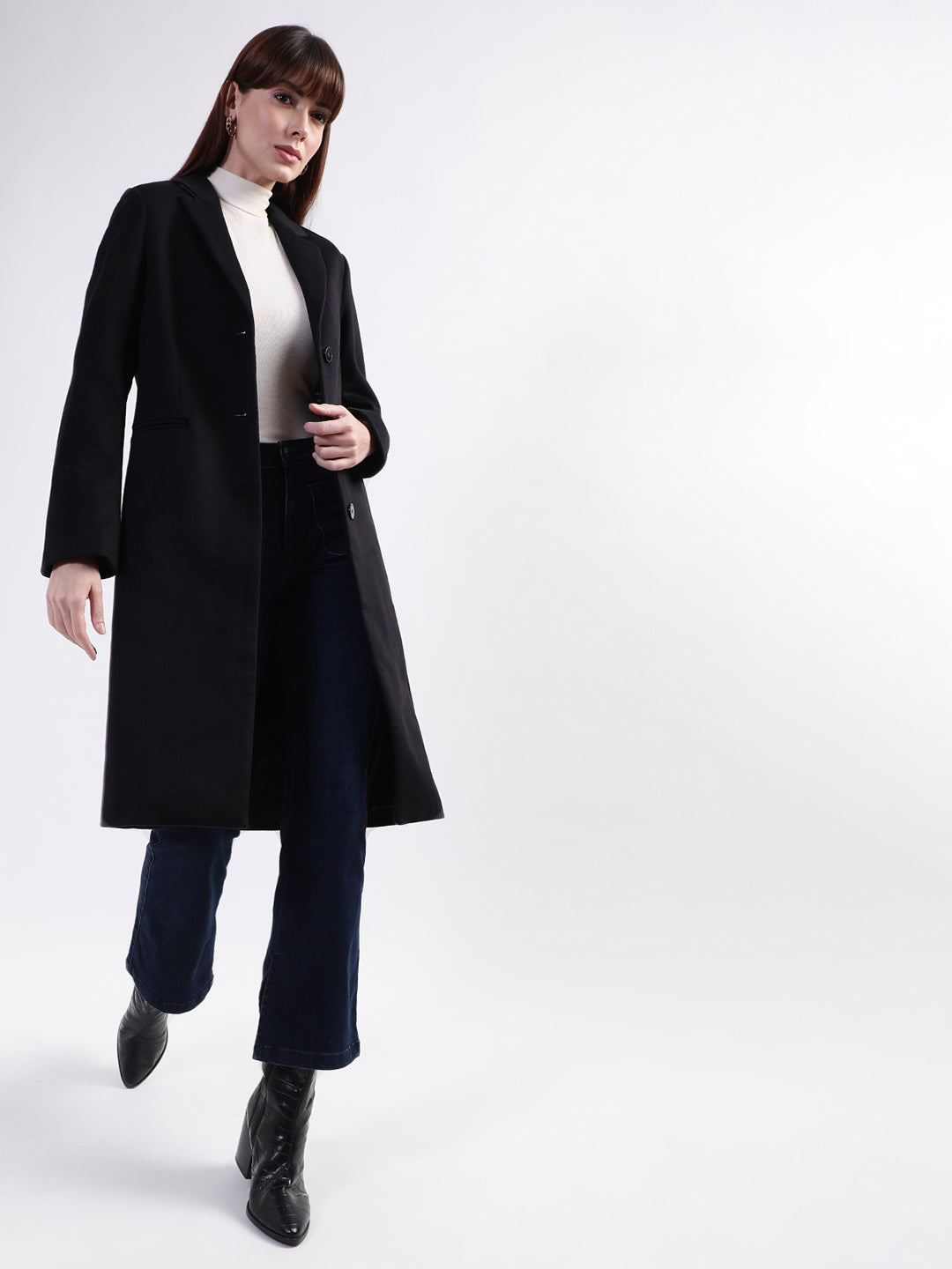 Gant Women Black Solid Collar Overcoat