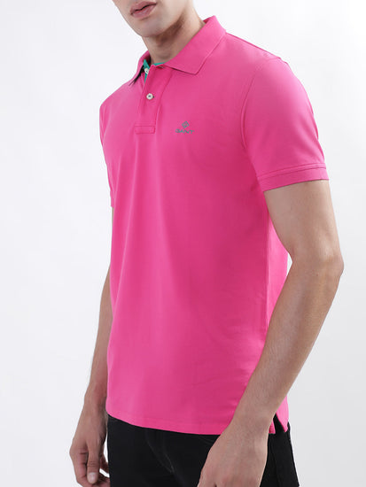 Gant Pink Contrast Pique Slim Fit Polo T-Shirt