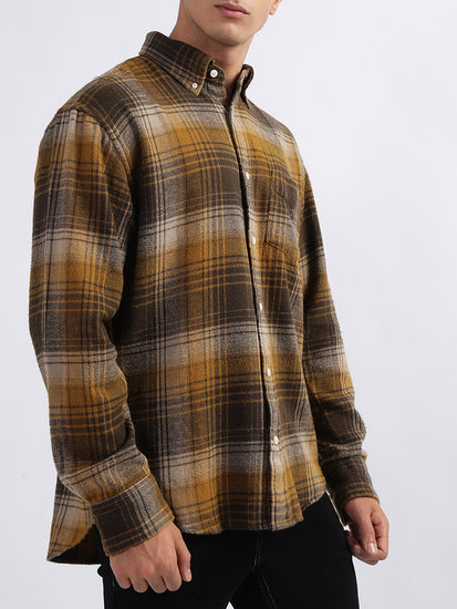 Gant Brown Checked Relaxed Fit Shirt