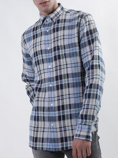 Gant Blue Checked Regular Fit Shirt