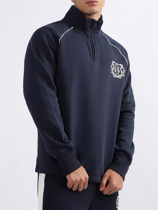 Gant Men Blue Printed High Neck Sweatshirt