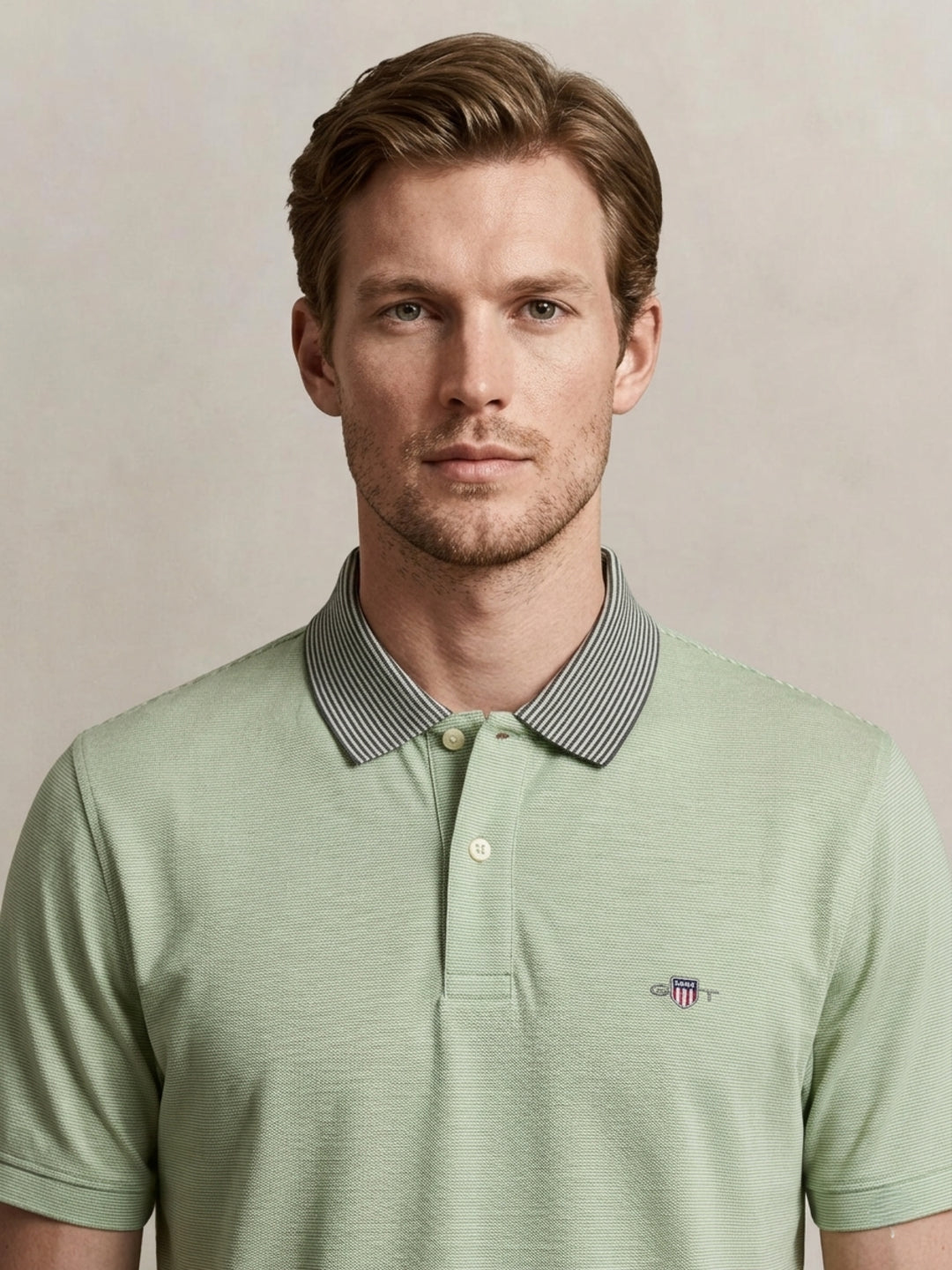 Gant Men Green Solid Regular Fit Pure Cotton Polo T-Shirt
