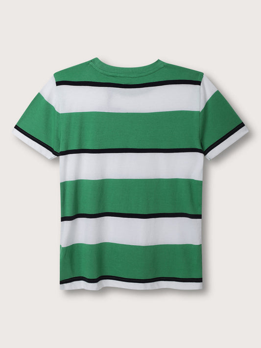 Gant Kids Green Striped Relaxed Fit T-Shirt