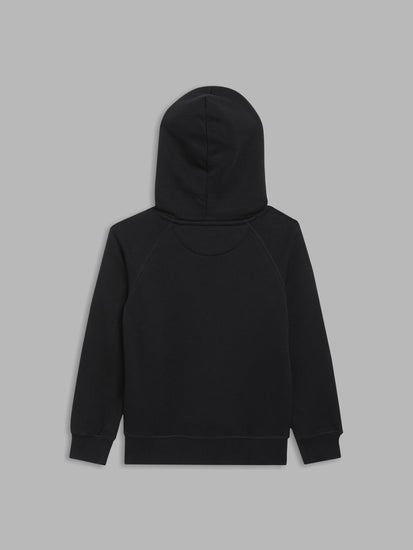 Gant Boys Black Solid Hooded Sweatshirt