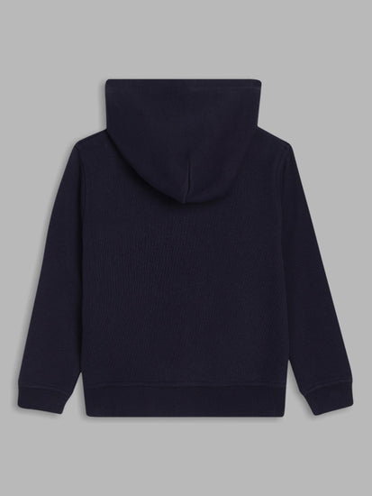 Gant Boys Navy Blue Solid Hooded Sweatshirt