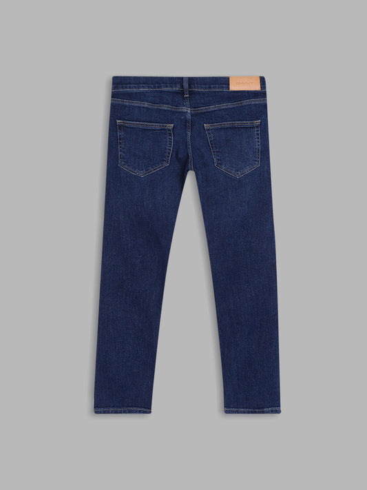 Gant Boys Navy Blue Slim Fit Light Fade Cotton Jeans