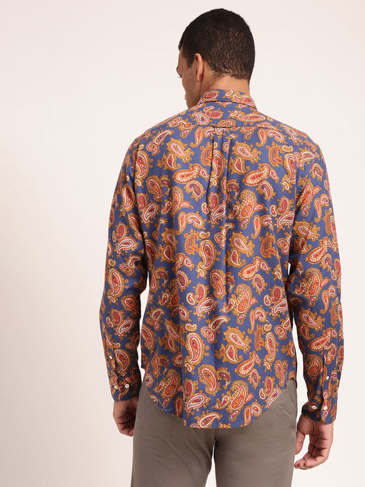 Gant Blue Printed Regular Fit Shirt