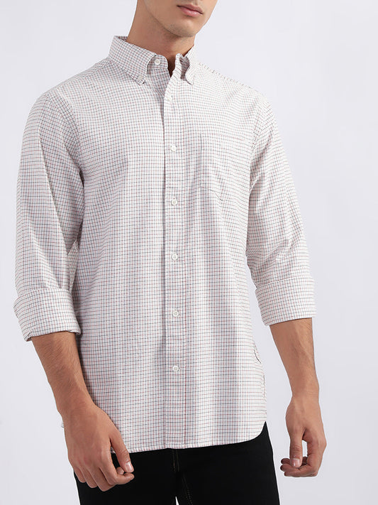 Gant White Checked Regular Fit Shirt