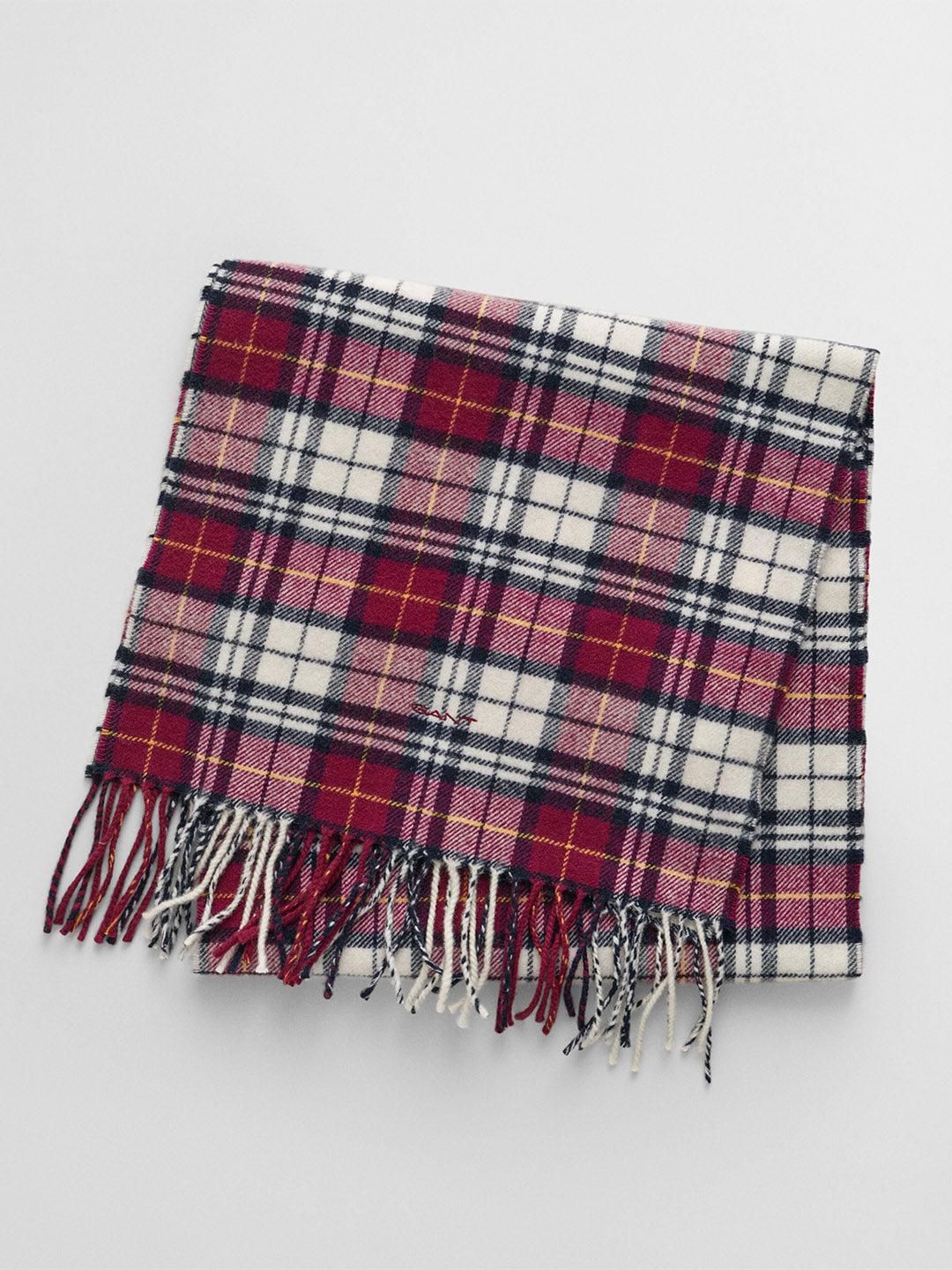 Gant Men Red Checked Fringed Scarf
