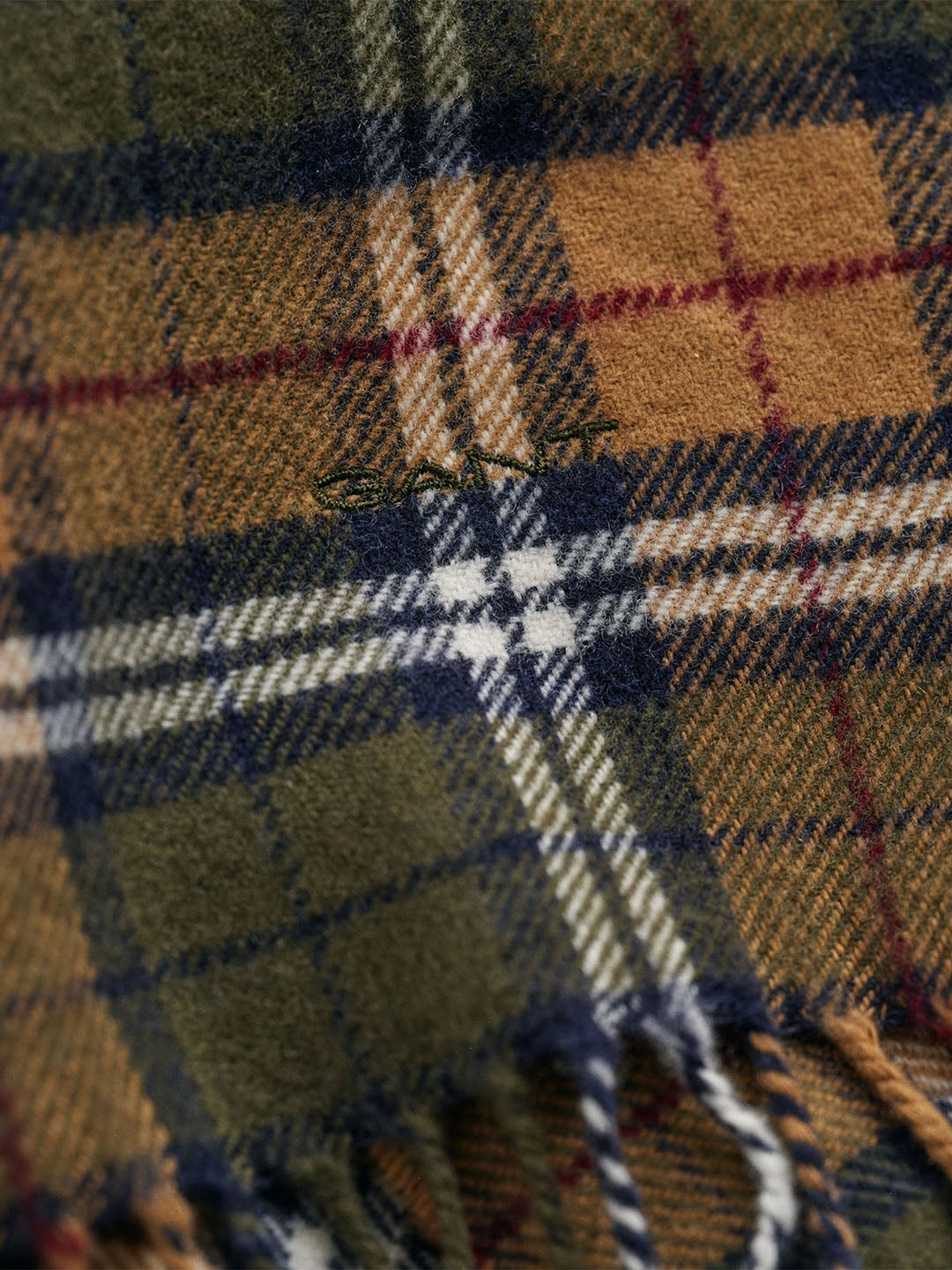 Gant Men Green Checked Fringed Scarf