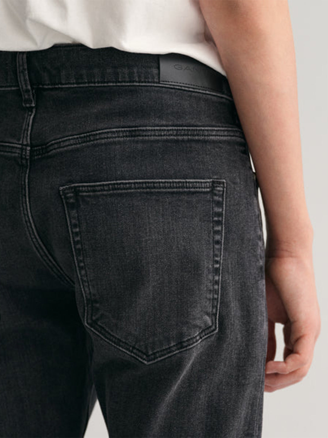 Gant Boys Black Washed Mid-Rise Slim Fit Jeans