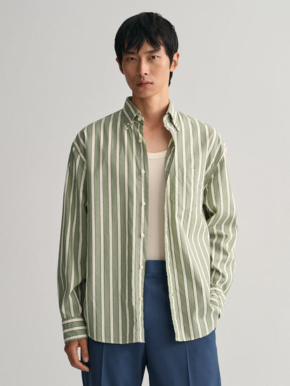 Gant Green Oxford Striped Tailored Fit Shirt