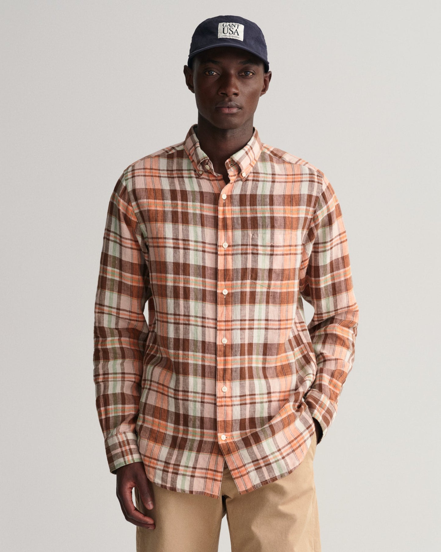 Gant Orange Checked Regular Fit Shirt