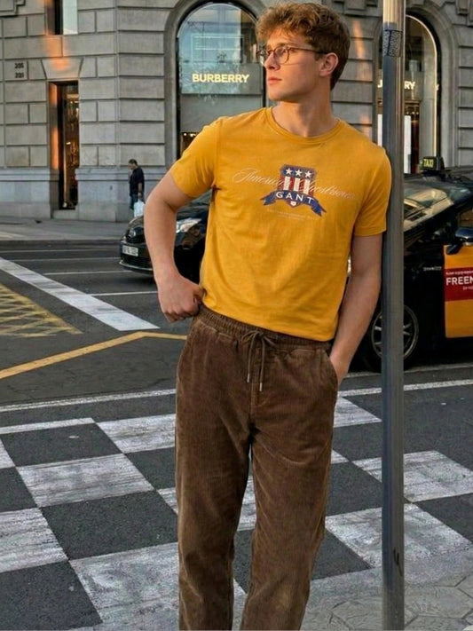 Gant Men Yollow Printed Crew Neck Tshirt