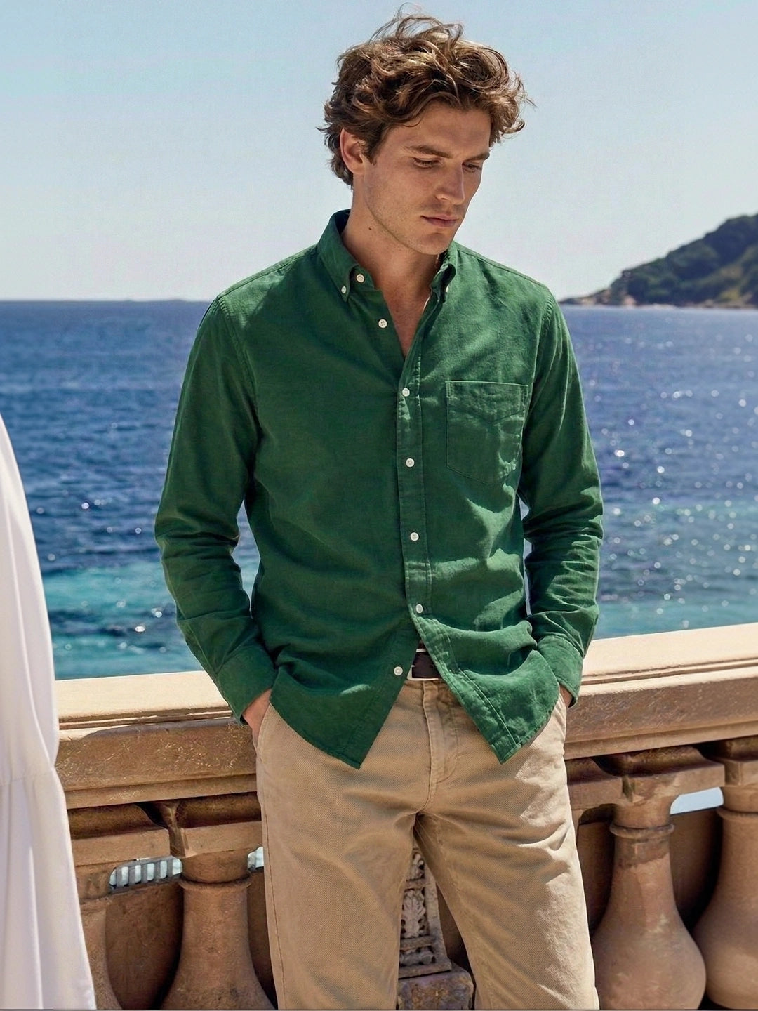 Gant Men Green Solid Collar Shirt