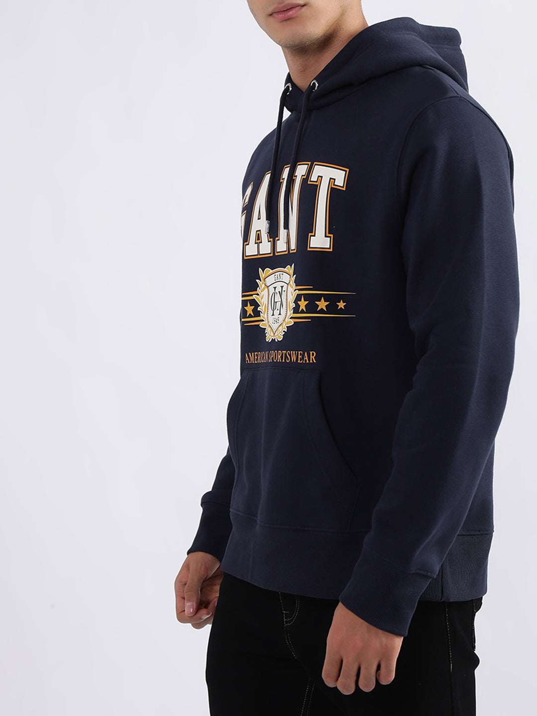 Gant Men Blue Printed Hooded Sweatshirt